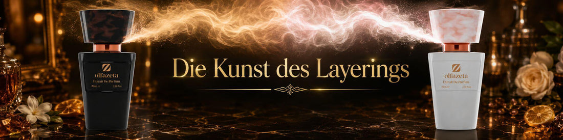 Blogbanner zur Kunst des Layerings mit Chogan Parfum und kombinierten Duftnoten.