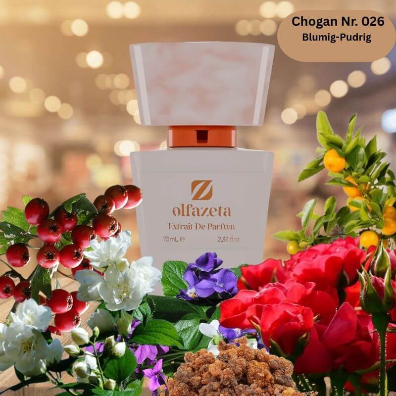 Chogan Damen Parfum Nr. 026 – blumiger Damenduft mit Rose, Veilchen, Vanille und pudriger Eleganz