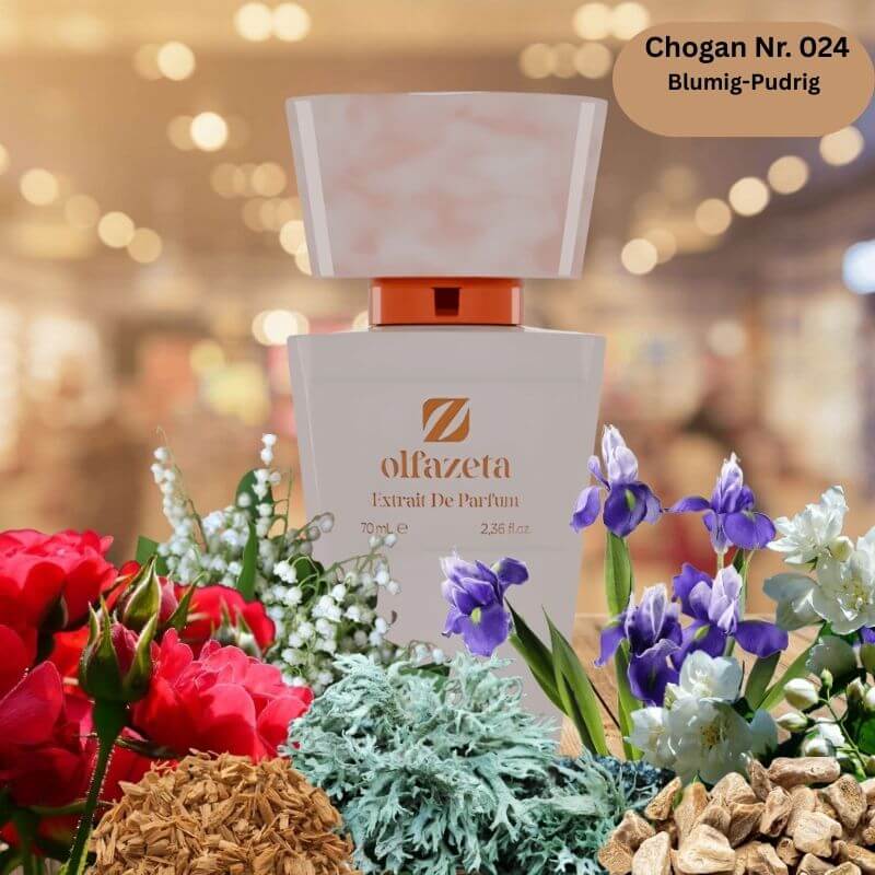 Chogan Parfum Nr. 024 W The Essence – blumig-pudriger Olfazeta Damenduft mit Iris, Ylang-Ylang und Vanille
